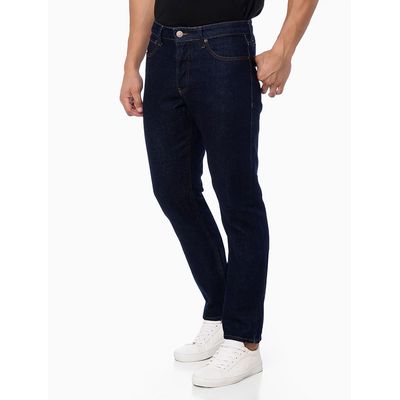 Calça Jeans Masculina Five Pockets Sustentável Reta Cintura Média Calvin Klein Jeans - Azul Marinho