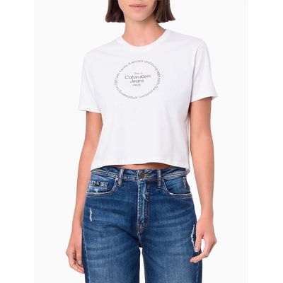 Blusa Cropped Feminina Estampa Pride Branca Calvin Klein Jeans