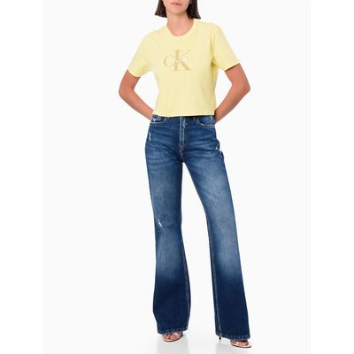 Blusa Cropped Feminina Estampa Frontal Pride Lima Calvin Klein Jeans