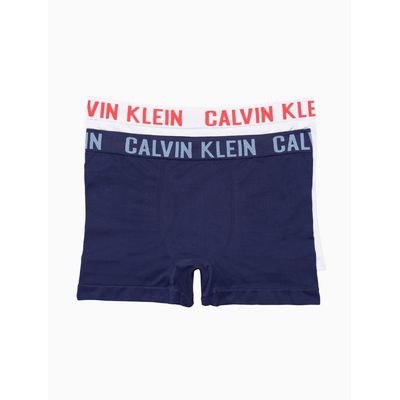 Kit 2 Underwear Trunk sem Costura Microfibra Azul Marinho/Vermelha Cueca Calvin Klein