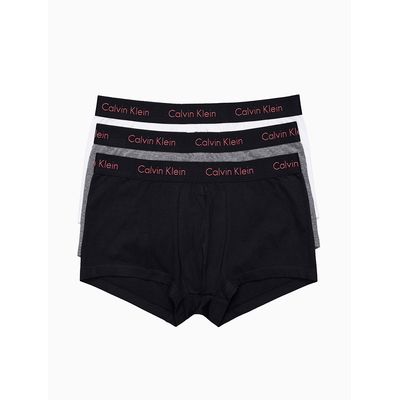 Kit 3 Underwear Trunk Clássica Elástico Estampado Cintura Baixa Preta/Laranja Cueca Calvin Klein