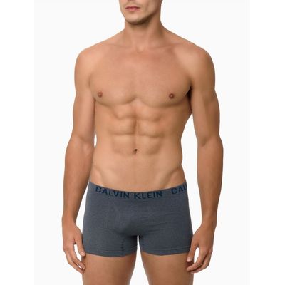 Kit 2 Underwear Trunk sem Costura Microfibra Cinza Mescla/Azul Médio Cueca Calvin Klein