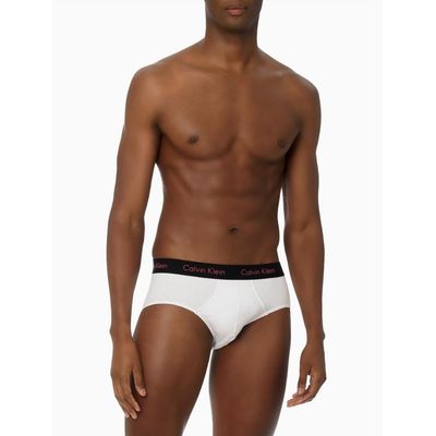Kit 3 Underwear Brief Clássica Algodão com Elastano Preta/Laranja Cueca Calvin Klein