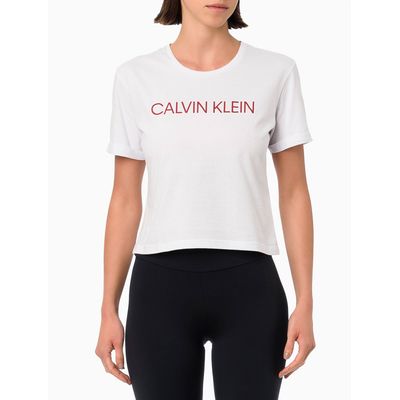 Camiseta Manga Curta Em Algodão Feminina Calvin Klein Performance - Branca