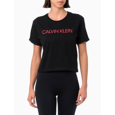 Camiseta Manga Curta Em Algodão Feminina Calvin Klein Performance - Preta