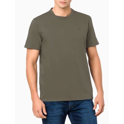 Camiseta Básica Liquid Cotton Decote Red - Verde Militar