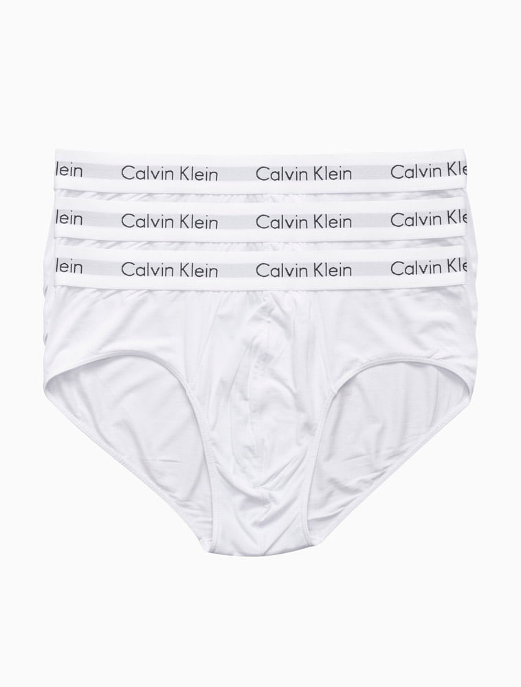 Kit 2pçs Cueca Calvin Klein Underwear Slip Logo Azul-Marinho