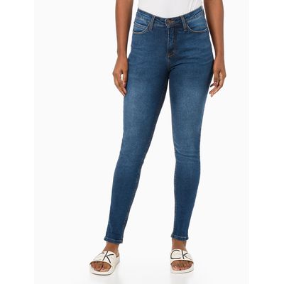 Calça Jeans Feminina Skinny Algodão com Elastano Cintura Alta Calvin Klein Jeans - Azul Marinho