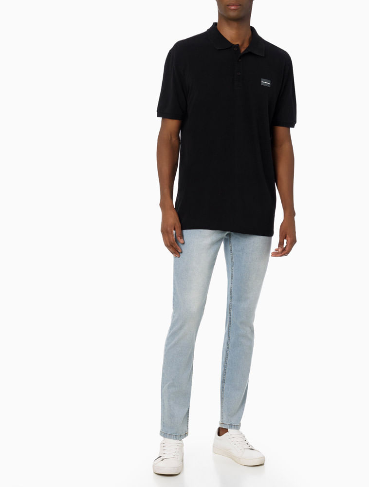 Polo-Manga-Curta-Calvin-Klein-Jeans-Logo-Retangulo---Preto-----------------------------------