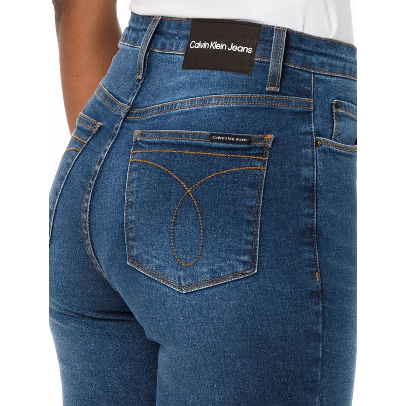 Calça Jeans Feminina Skinny Algodão com Elastano Cintura Alta