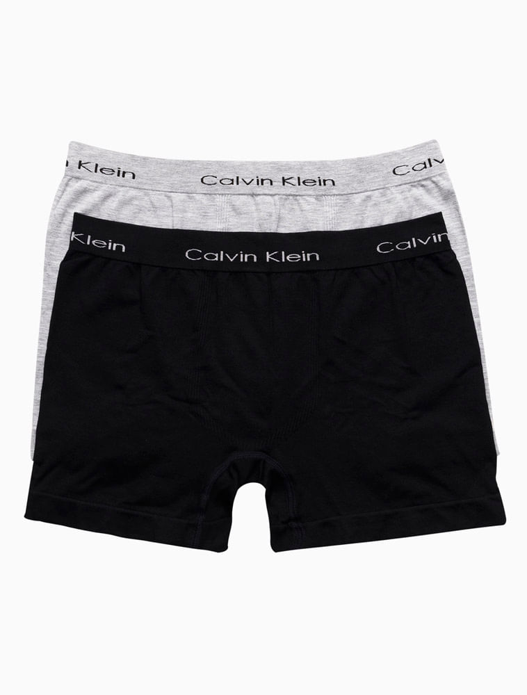 Kit 2 Underwear Trunk Sem Costura Cuecas Calvin Klein - Preto Com Cinza Claro Menor preço em Kit 2 Underwear Trunk Sem Costura Cuecas Calvin Klein - Preto Com Cinza Claro