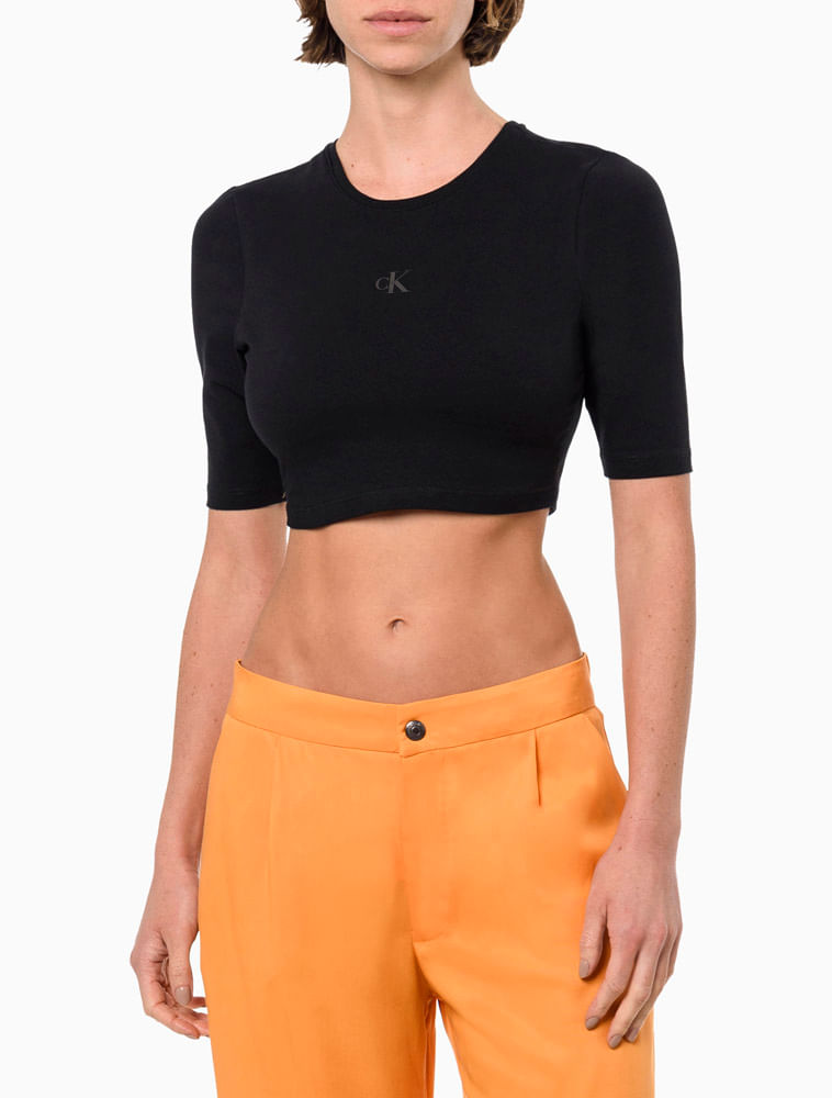 Camiseta Feminina Manga Curta Cropped Calvin Klein - Calvin Klein