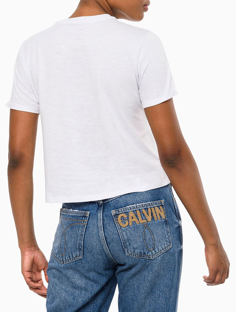 Camiseta Feminina Manga Curta Folhagem Calvin Klein Jeans - Calvin