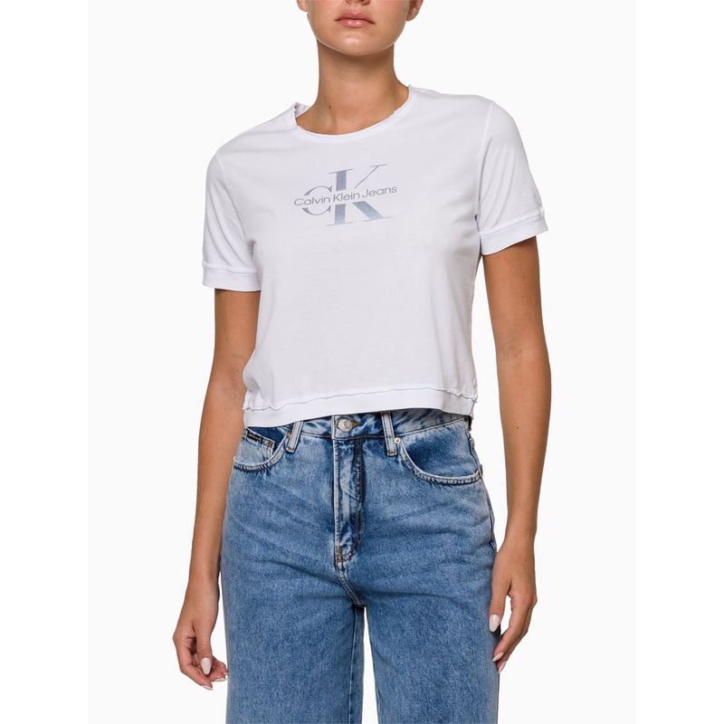 Blusa Cropped Calvin Klein Jeans > Feminina Branca >