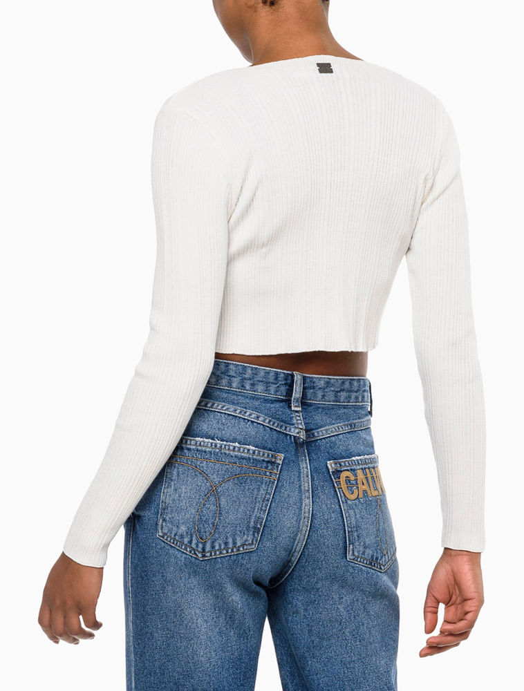 Blusa Calvin Klein Jeans Logo Issue Mescla Bl354 Longa Orig