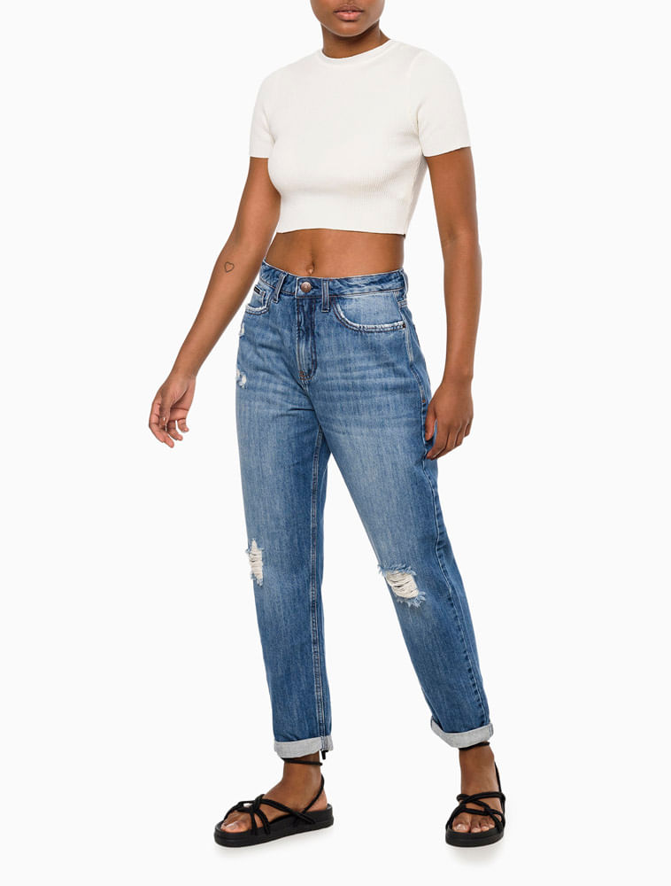 Blusa Cropped Calvin Klein Jeans Rosa Feminina no Shoptime