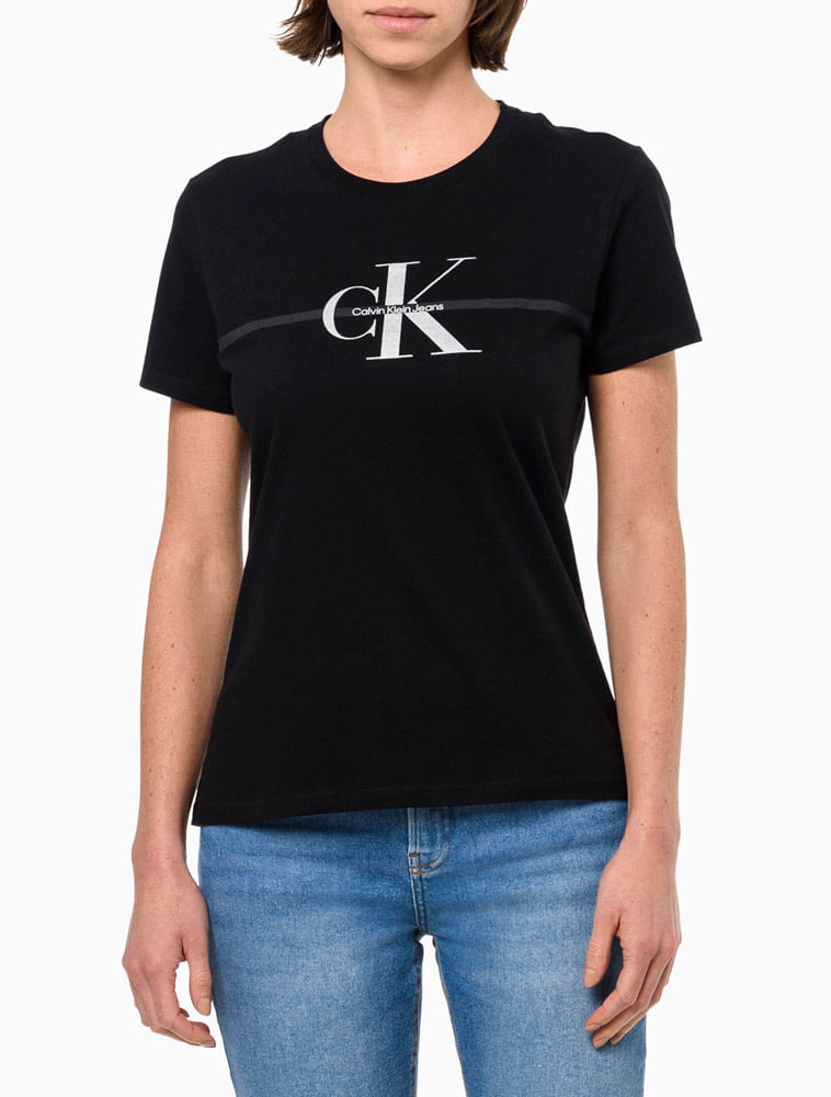 Blusa Feminina Slim Estampa Faixa CK Reissue Calvin Klein Jeans