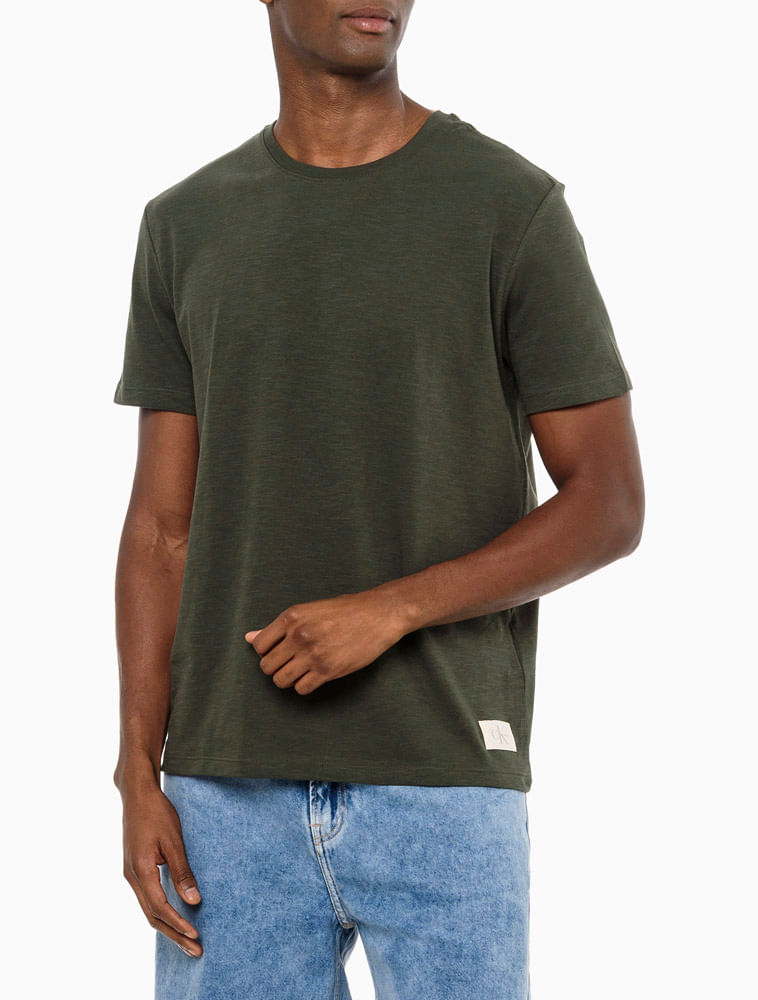 CamisetaMasculinaKhakisFlamêCalvinKleinJeans-Militar