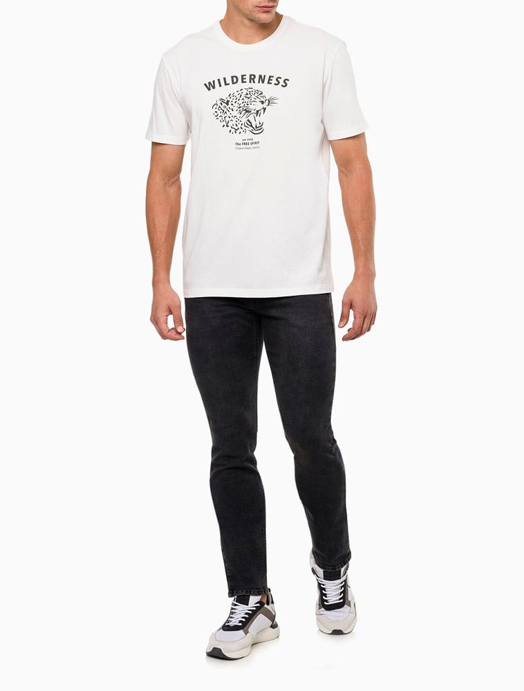 Camiseta Calvin Klein Jeans Masculina Egyptian Cotton CKJ Camo Branco