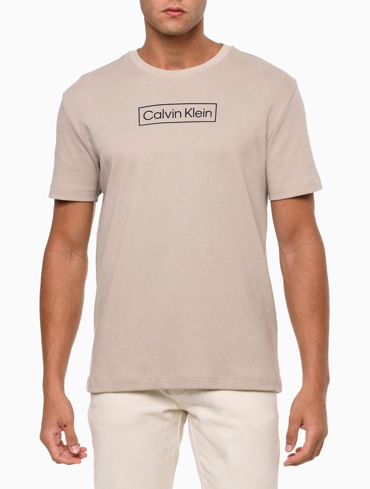Camiseta Calvin Klein Masculina Logo Retângulo Ferrugem - Gareth