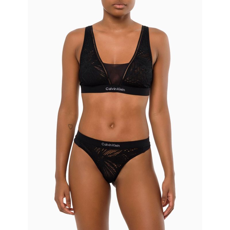 Calvin Klein Algodão moderno sem forro sem fio Bralette, preto