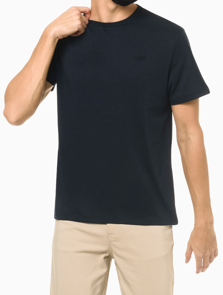 Camiseta Masculina Calvin Klein Original - Com siglas CK - Branca -  Camisetas - Masculino