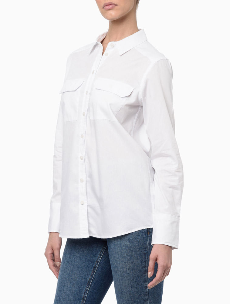 Calvin Klein Camiseta feminina de algodão de manga curta com design de  lantejoulas e interior sem etiqueta, Pop branco, 16