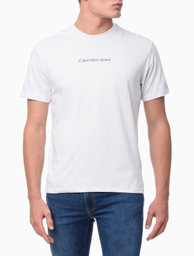 Camiseta Masculina de Algodão Estampa Logo Centralizado Calvin