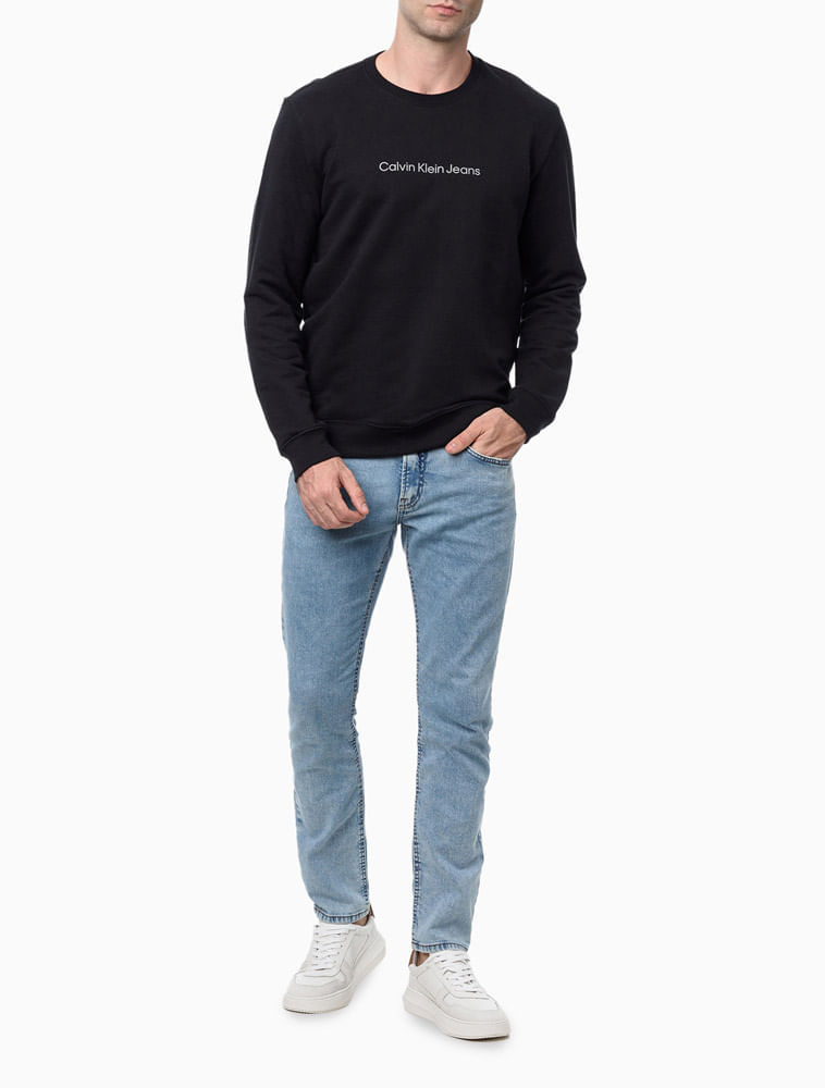 Blusa Masculina de Moletom Logo - Calvin Klein Jeans - Preto