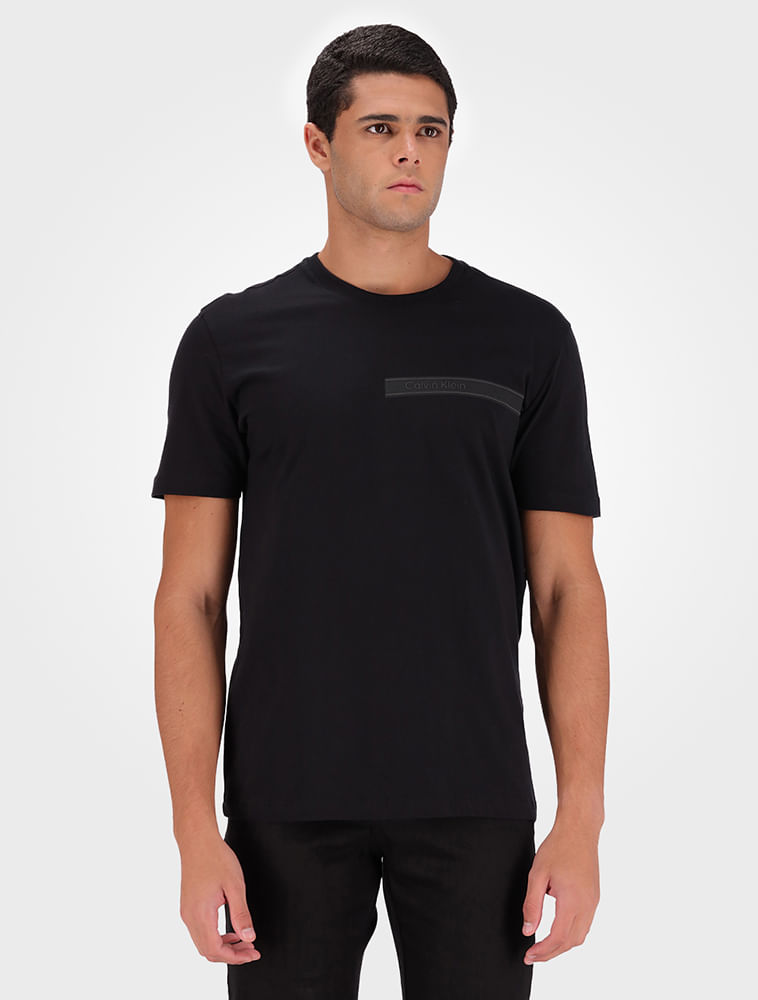 Camiseta Masculina Meio Palito - Preto Menor preço em Camiseta Masculina Meio Palito - Preto