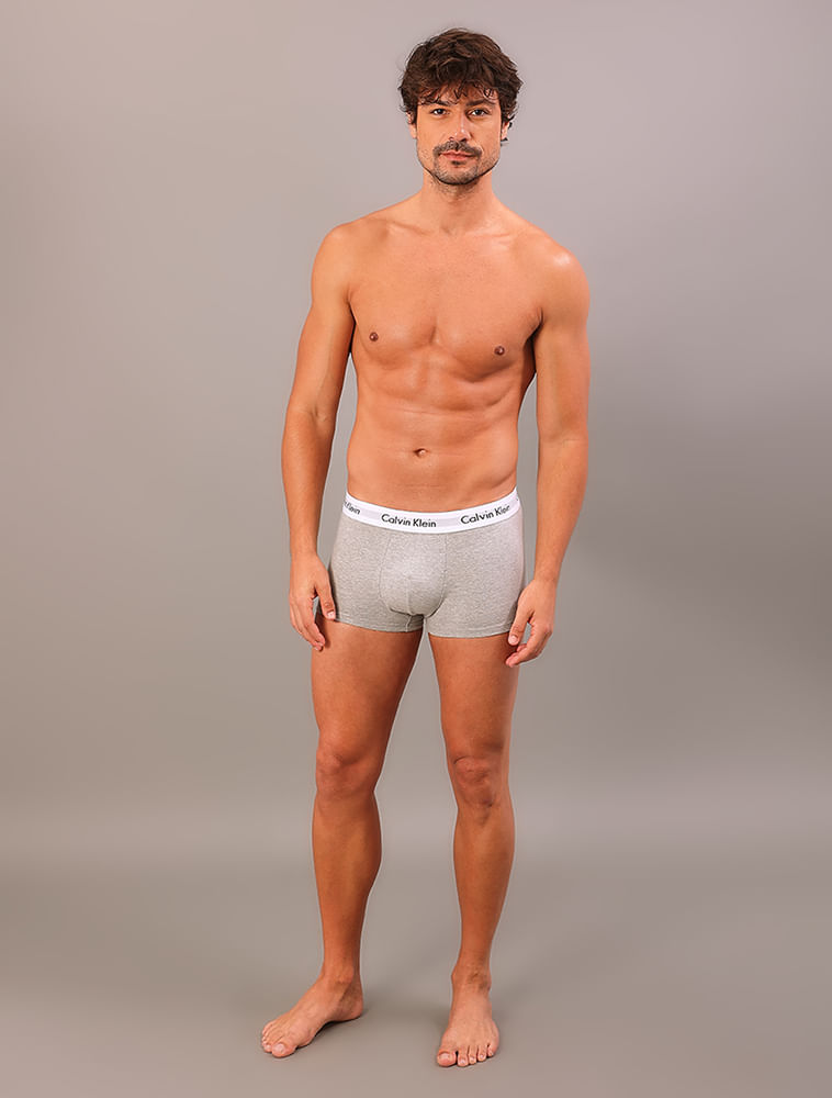 Kit 3 Underwear Low Rise Trunk Classic Cintura Baixa Com Elastano Cuecas Calvin Klein - Multicolor